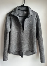 Women's puma gray thermal workout quarter zip up size Medium