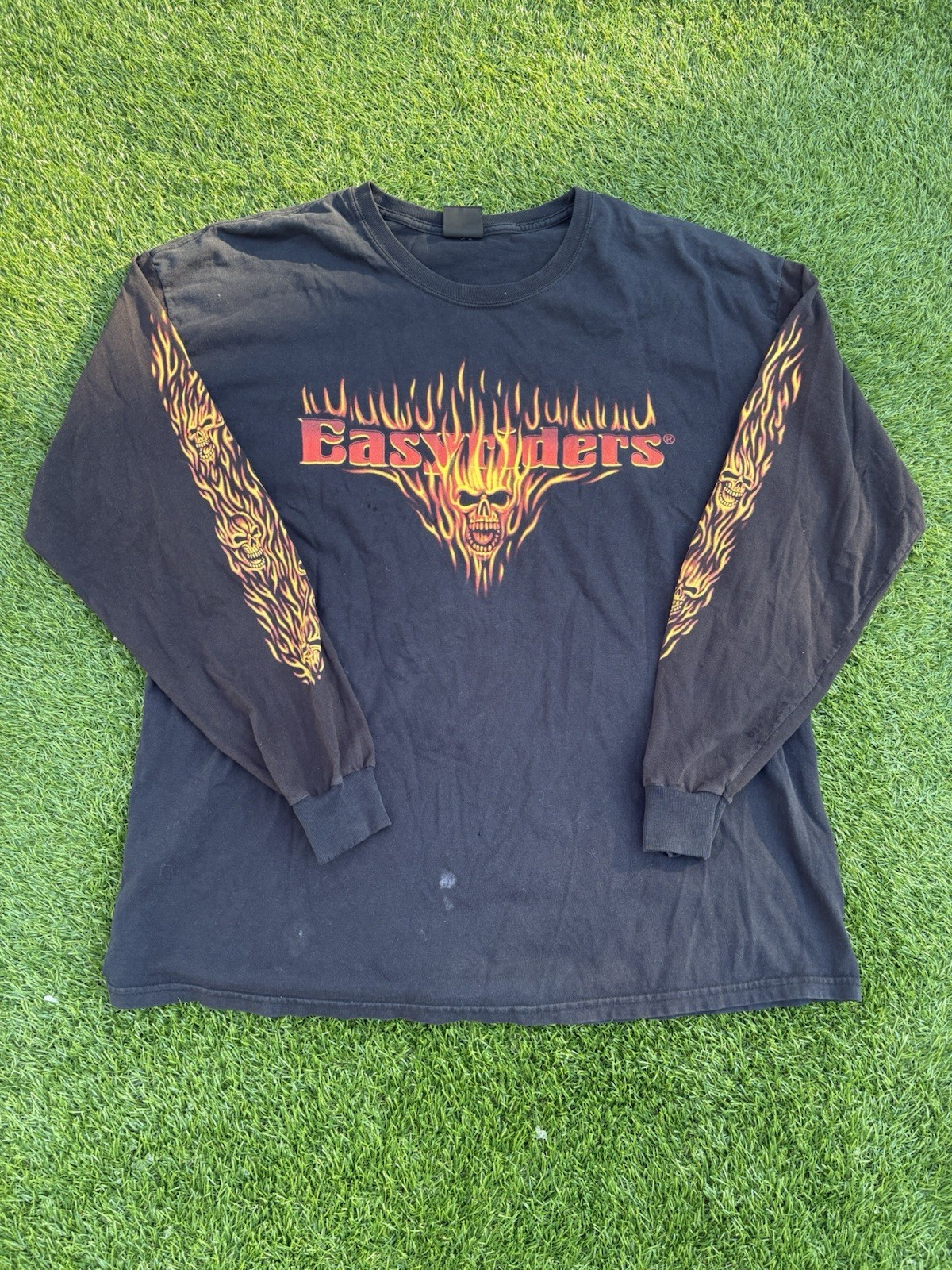 Easyriders Big Dog Motorcycles black long sleeve flames skull t-shirt