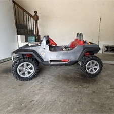 Power Wheels Jeep Battery Operated Ride-On Toy Car Gray/Red for Ages 3-7