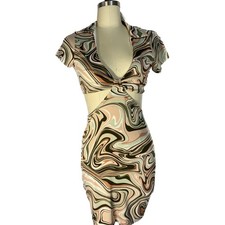 New Marbled Mini Bodycon Short Sleeve Cut-out Psychedelic Rue21 Womens Juniors M