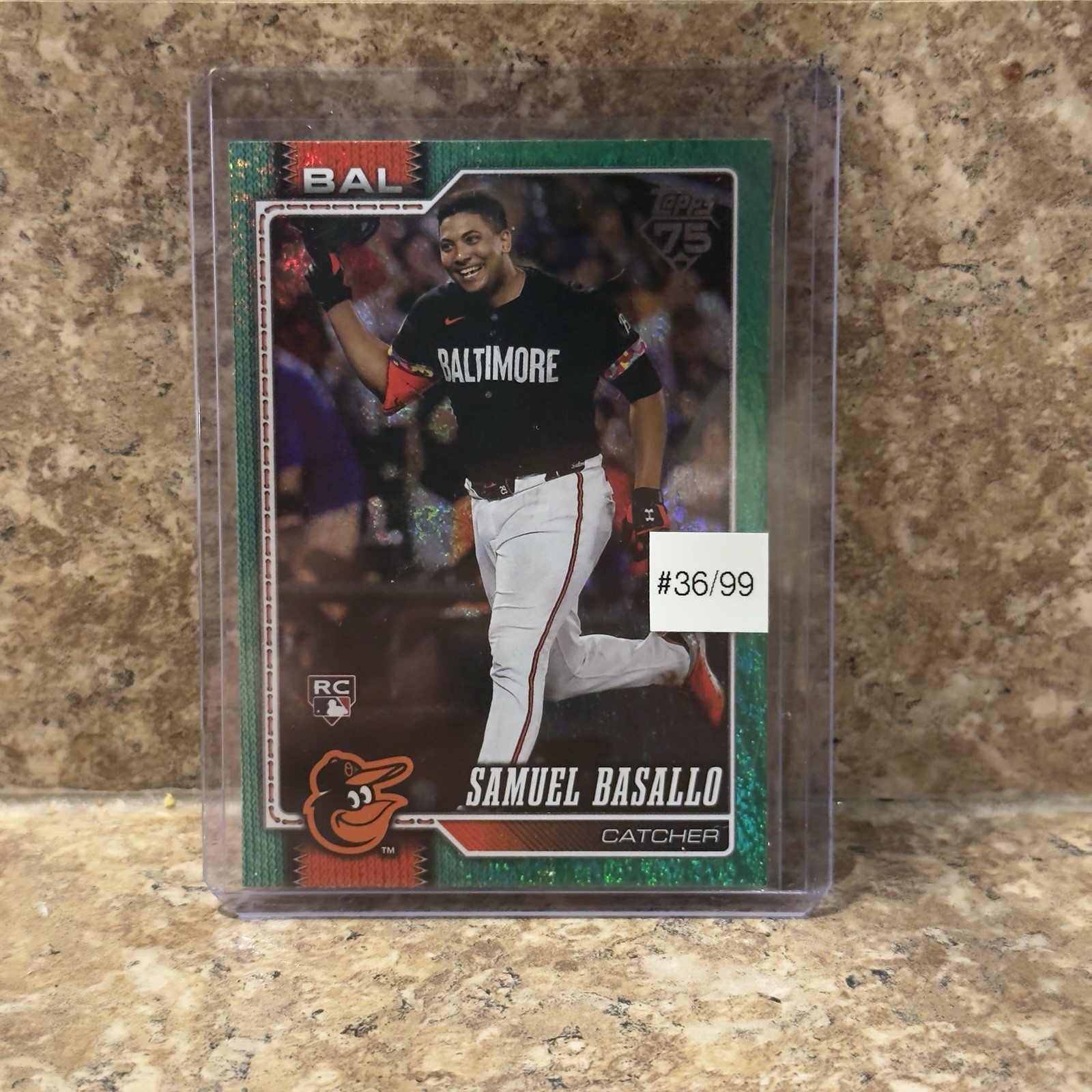 Samuel Basallo 2026 Topps Series One Green Holo Foil #36/99 Rookie Card #104