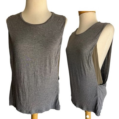 ALLSAINTS Official Women s Sleeveless Deep Side-Cut Silk Paneled Alive Top Sz 4