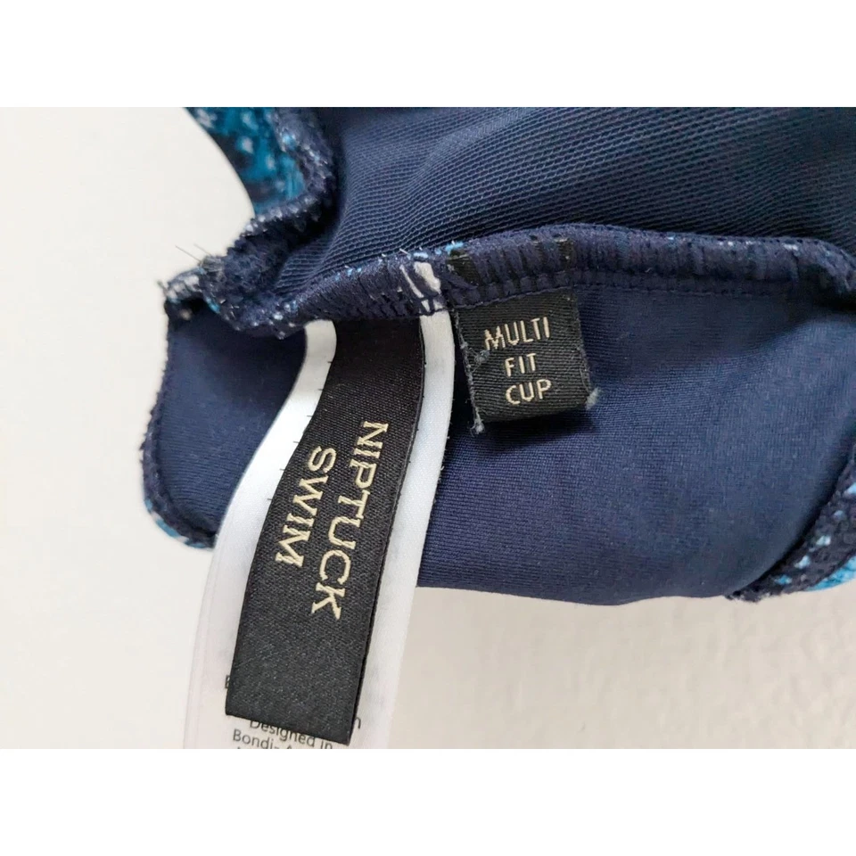 NIP TUCK Swim Joanne Bandeau Multi-fit Cup Bikini Top Blue Floral Sz 12 - Image 4 of 4