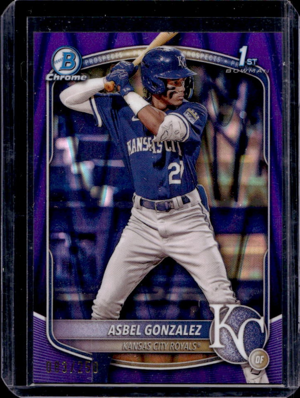 2025 Bowman Asbel Gonzalez Chrome Purple Raywave Refractor 1st Prospect #/250