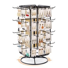 360 Rotating Earring Display Stands for Selling, 4 Tier Metal Earring Rack Ho...