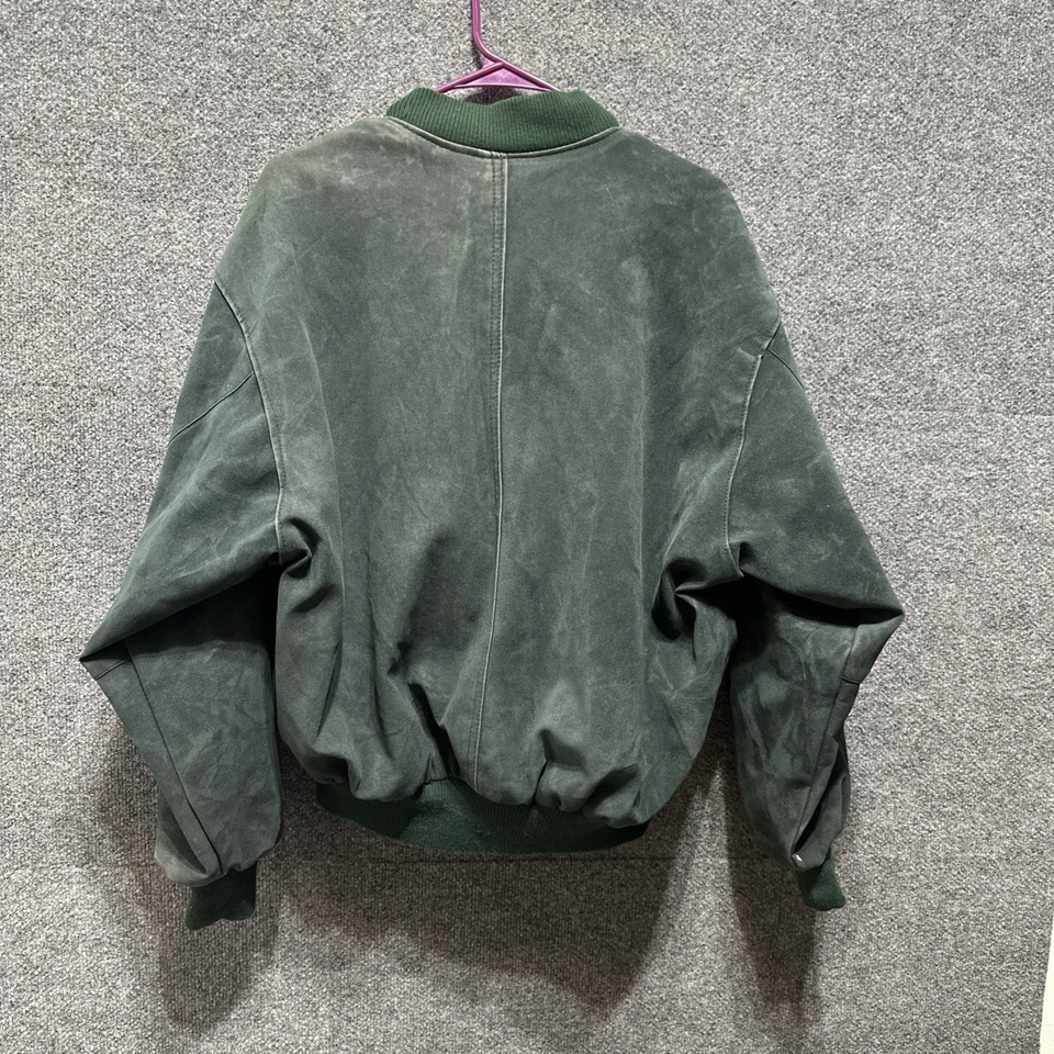 Vintage Italian Moda Leather Bomber Jacket L/XL – Made in Italy Green Suede, Pat - Image 3 of 4