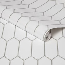 Hexagon Tile Peel Stick Wallpaper White - Threshold