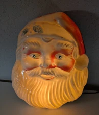 VTG Noma Red Faced Santa Clause Wall 1960s Blow Mold Christmas Decor *READ*