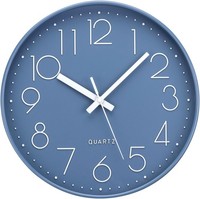 Wanduhr Lautlos Modern 30Cm Quarz Batterie Betriebene Einfach Zu Lesen Blau