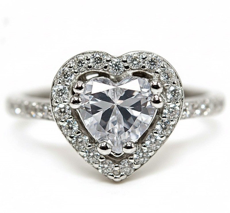 Heart 3CT Heat Treated Moissanite 925 Genuine Sterling Silver Ring Sz 6