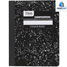 Mead College Ruled Composition Notebook 9.75 x 7.5 Black Marble 100 Sheets