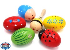 SPADORIVE Set of 6 - 5PCS Adorable Wooden Egg Maracas Musical Col