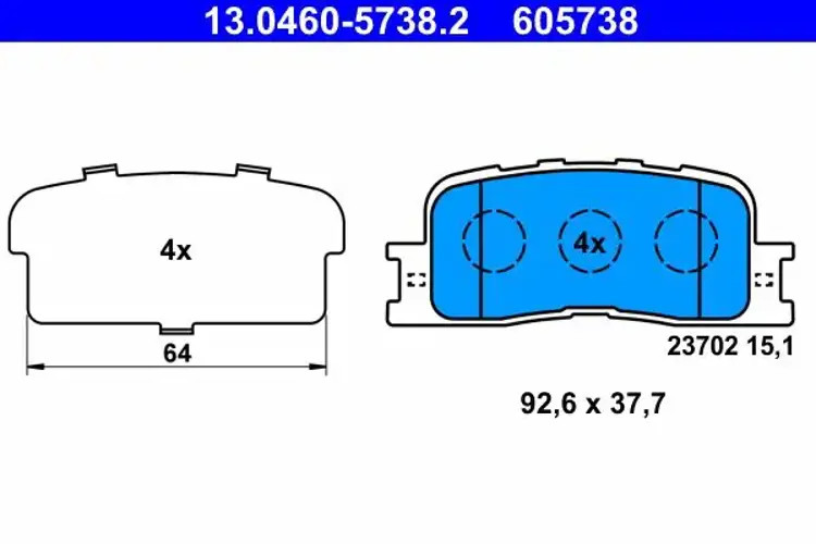 Brake pads 13.0460-5738.2 ATE for TOYOTA LEXUS