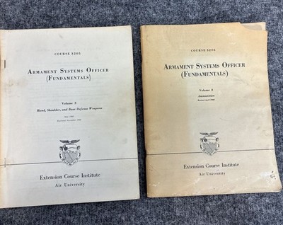 USAF Armament Systems Officer Course 3205 Manuals Vol 2 & 3 Weapons (1960)