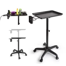 Professional Salon Trolley Aluminum Trolley Hair Instrument Tray Caddy Black
