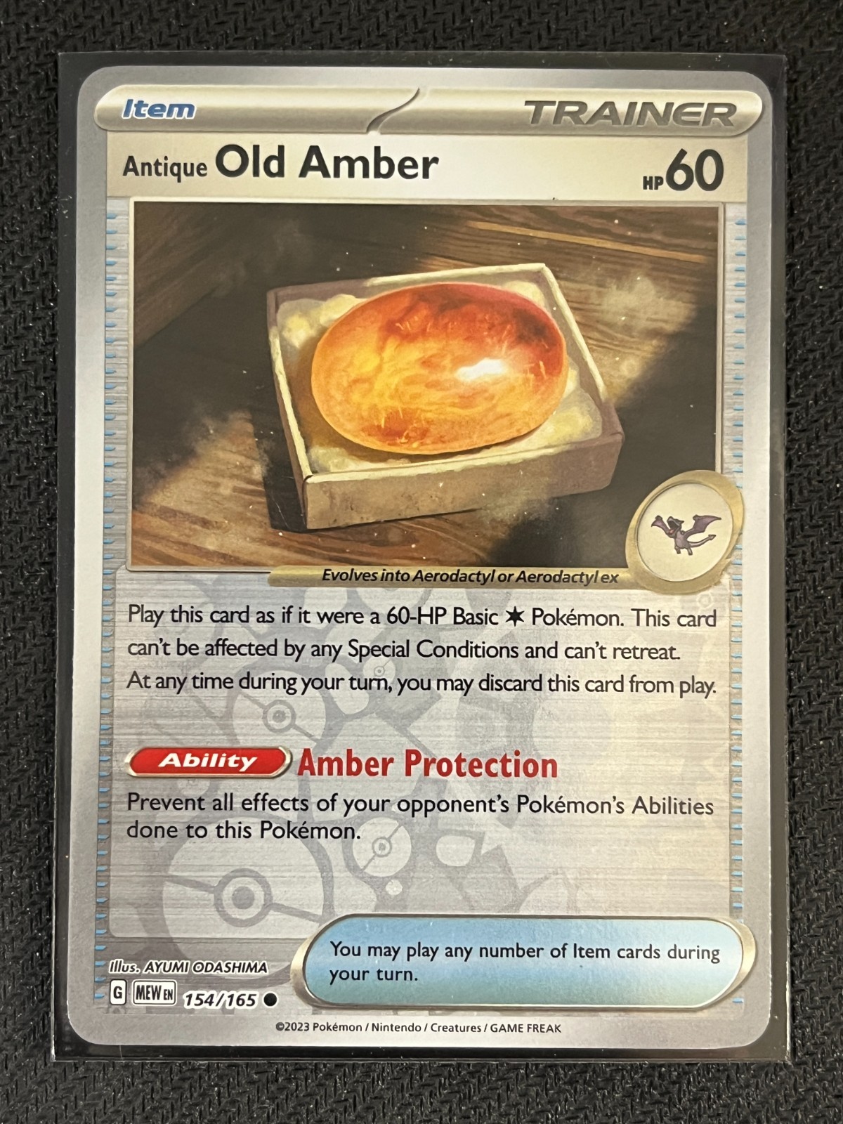Antique Old Amber ~ Reverse Holo ~Item Pokemon Card~ Trainer Gallery