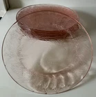 New ListingSet of 7 Vintage Jeannette Poinsettia Pink Depression 9” Glass Dinner Plates