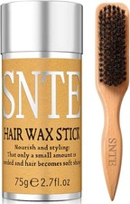 Slick Back Hair Brush, Hair Wax Stick Set - Boar Bristle Brush for Fine to