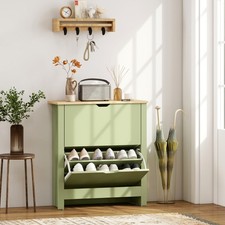 Shoe Storage Cabinet 4 Shelves 3 Drawers Tabletop 4 Legs Modern Unit Dark Grey