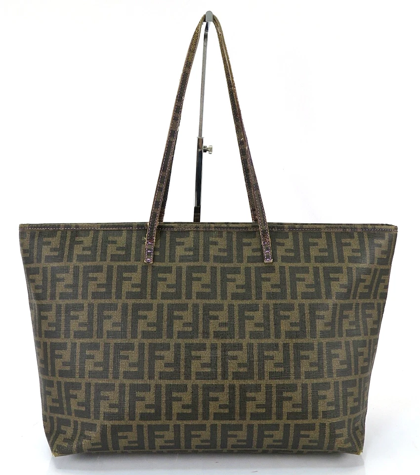Authentic FENDI Brown Zucca PVC Canvas Tote Bag Purse #62081 - Image 2 of 4