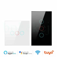 WiFi Smart Light Switch with Glass Panel Touch Sensor Voice Work with Alexa Tuya