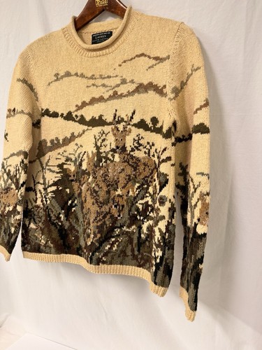 Vintage Lauren Ralph Lauren Hand Knit Camouflage Forest Deer Sweater Women’s SM