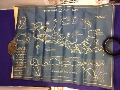 UNIQUE ORIGINAL ''BLUEPRINT'' VTG EXPLORATION MAP FOR ''PEPPERSAUCE CANYON CAVE''
