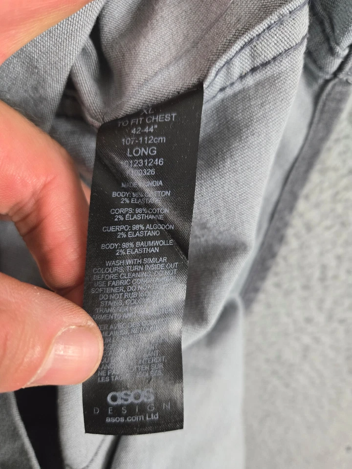 ASOS Design Pearl Snap Shirt Adult XL Tall Grey Western Casual Men Stretch Fit - Image 4 of 4