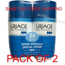 2 X Uriage Power 3 Anti-Odor Antiperspirant Roll On Deodorant 50mI NEW