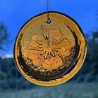 Blenko Glass Suncatcher - Hibiscus - Topaz