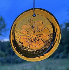 Blenko Glass Suncatcher - Hibiscus - Topaz