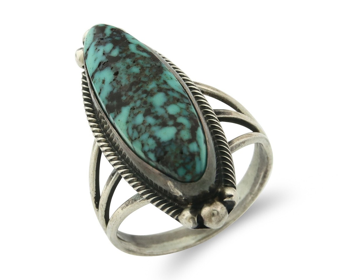 Vintage Navajo Ring 925 Sterling Silver Turquoise Signed MP