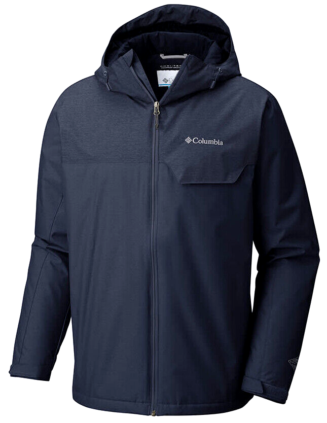 COLUMBIA HUNTSVILLE PEAK NOVELTY HOODED WATERPROOF JACKET DARK BLUE XLT