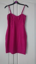 PLT Cerise Pink Strappy two toner striped short Dress Size 10