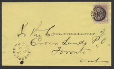 1872 Shakespeare (Perth) CW Split Ring JY 20 72 On #37 3c SQ Cover to Toronto
