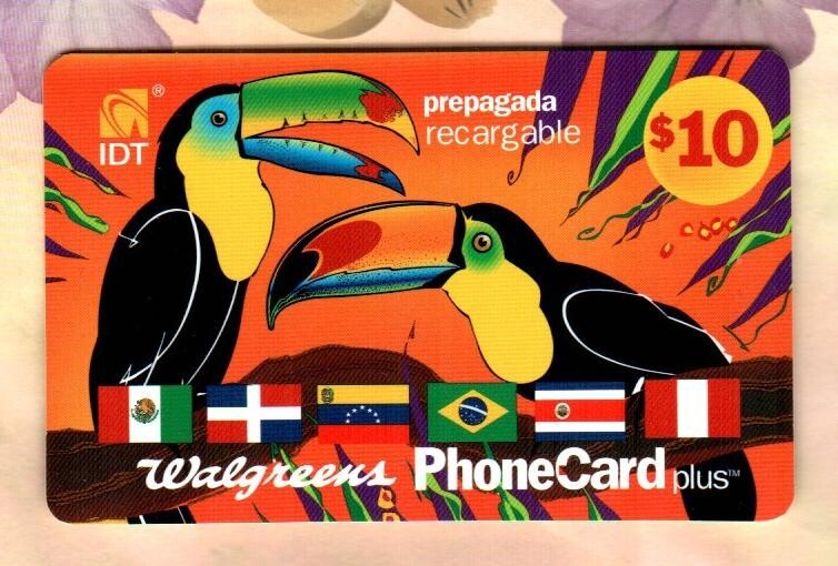 IDT / WALGREENS Toucans, Flags ( 2003 ) Phone Card ( EXPIRED )