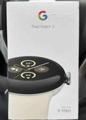 NIB GOOGLE PIXEL WATCH 2 POLISHED SILVER CASE/PORCELAIN ACTIVE BAND GA05031