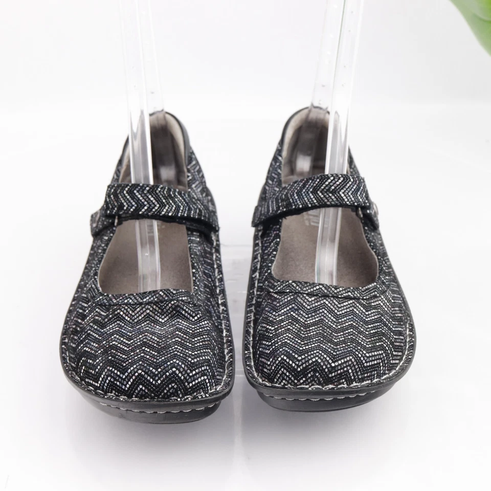 Zapato zueco Alegria Belle MaryJane para mujer talla 39 9 Ric Rac negro plateado de cuero Foto 4 de 4