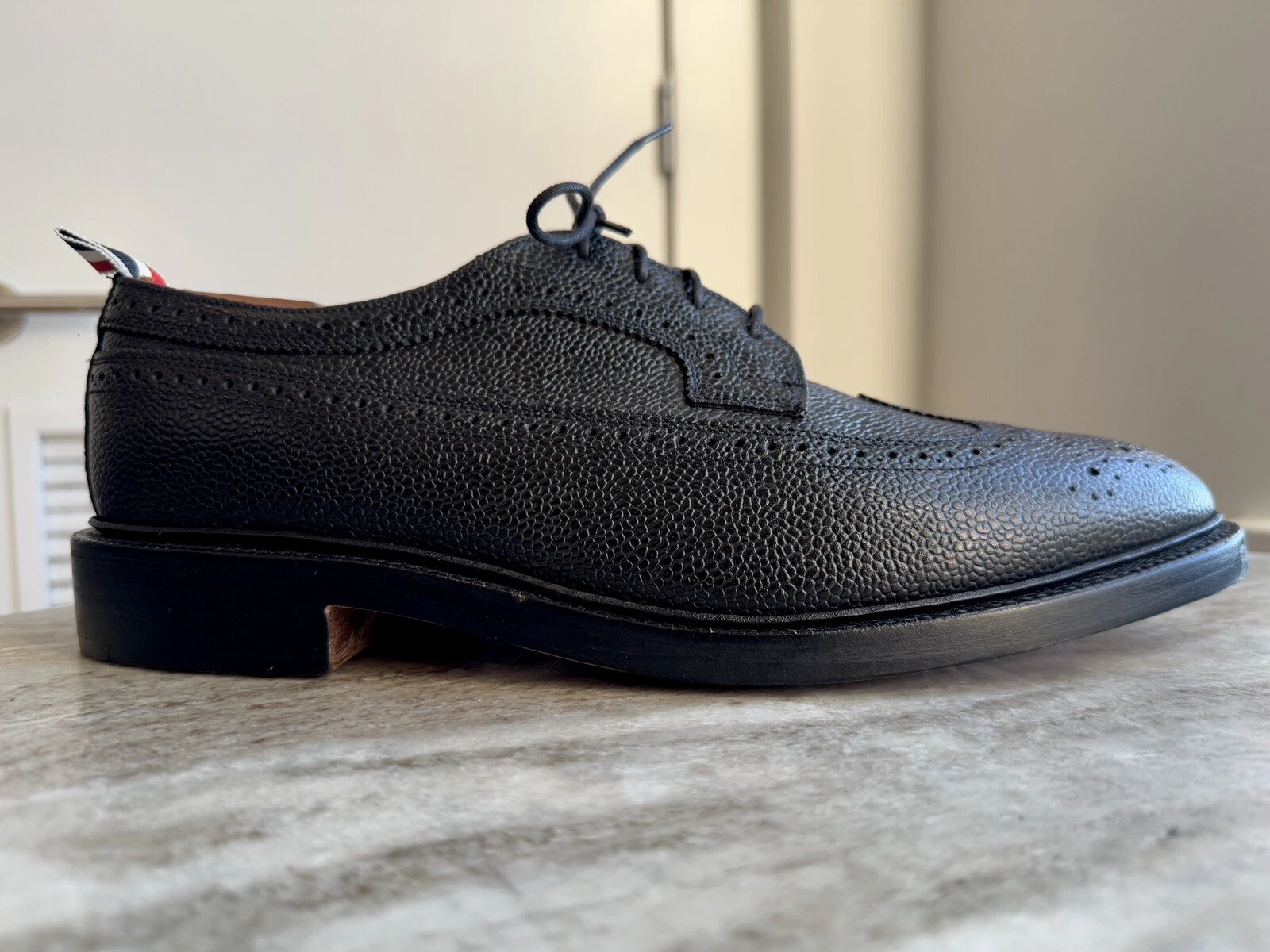 THOM BROWNE SUOLA IN PELLE LONGWING BROGUE 12 45 WINGTIPS NERO ITALIA $1200