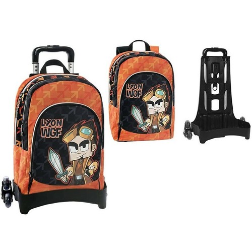 LYON GAMER Abnehmbarer Trolley Rucksack Schwarz-orange - 27 Liter, Verstellbar & Organisiert