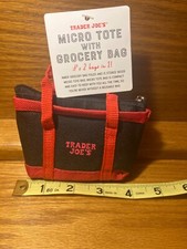 Trader Joe's Micro Tote Bag With Red Grocery Bag. RARE BLACK Limited Edition