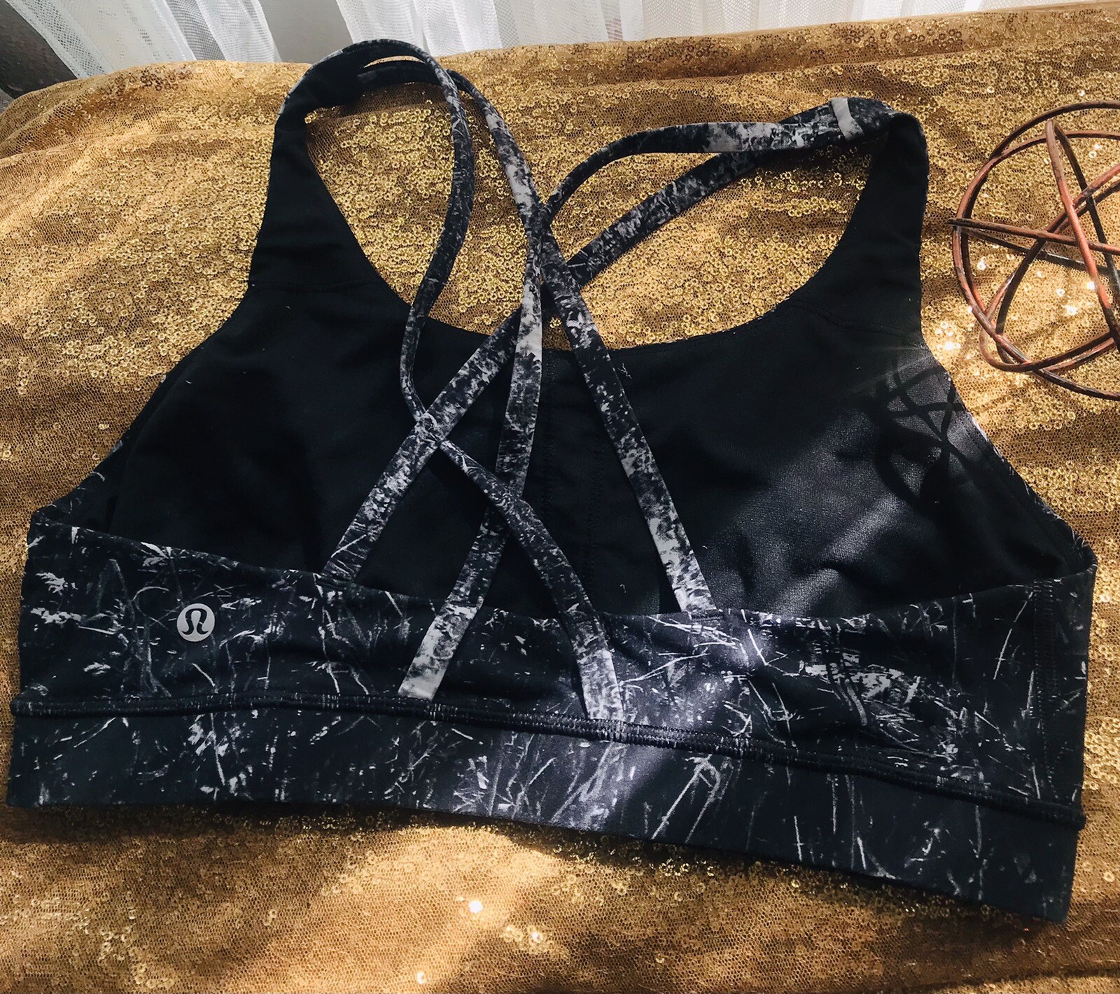 Lululemon Energy Sports Bra Black/Marble size 10 Gem