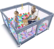 Tomboss Baby Playpen, Baby Playpen for Toddler 50  x 50  x 27  Gray