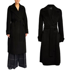 Bnwt Joseph Coat Size Eu 40 (uk 14) Arline Black 80% Wool 20% Cashmere Belted