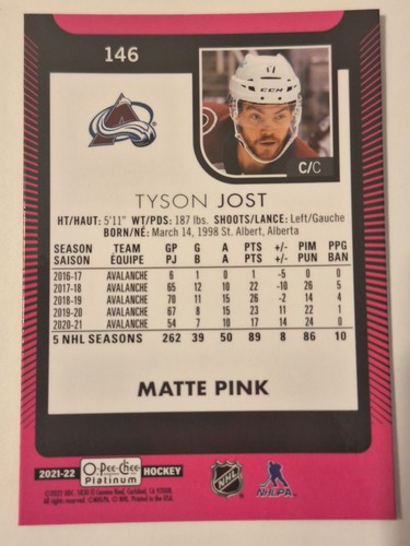 Tyson Jost 21/22 rosa mate platino - Imagen 2 de 2