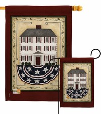 Patriotic White House Garden Flag Primitive Country Living Yard Banner