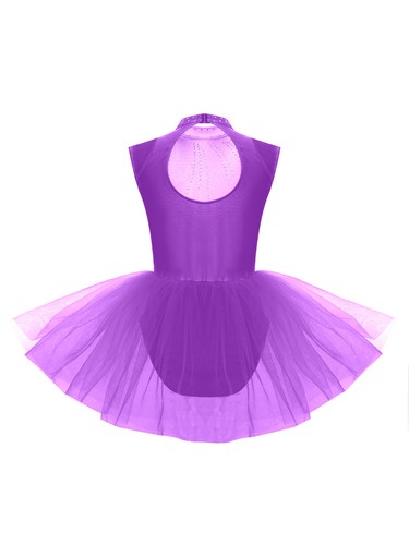 Kids Girls Leotard Activewear Dance Dresses Rhinestones Tutu Stage Toddler - Picture 30 of 56