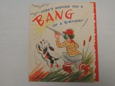 PP181 Card Happy Birthday Bang Hunting hunter with dog Screamline