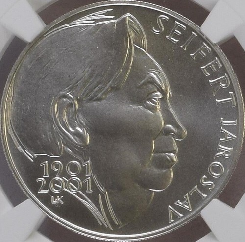 CZECH REPUBLIC. 2001, 200 Korun, Silver - NGC MS70 - Top Pop 🥇 Jaroslav Seifert - Picture 3 of 6