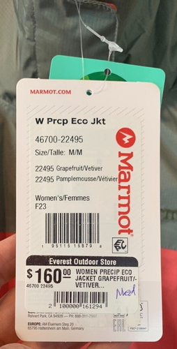 MARMOT PreCip Eco Hooded Waterproof Jacket Women's Size Med Grapefruit/Vetiver - Foto 3 di 11